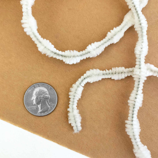 Tiny 3/8" Bump Chenille for Retro Crafts in Antique White ~ 1 yd.